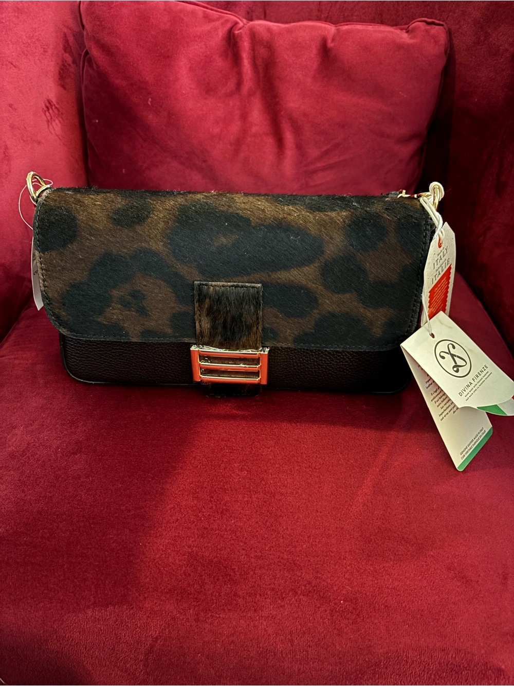 DIVINA FIRENZE
Designer Leopard-Print Crossbody Bag in Brown and - Picture 1 of 13